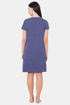 Soie Cotton Modal Knee Length Nightdress - Blue — thumbnail 4